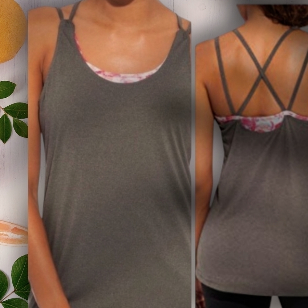 CALIA by Carrie Underwood Cross Back Double Layer Tank Top Tie Dye Size Small